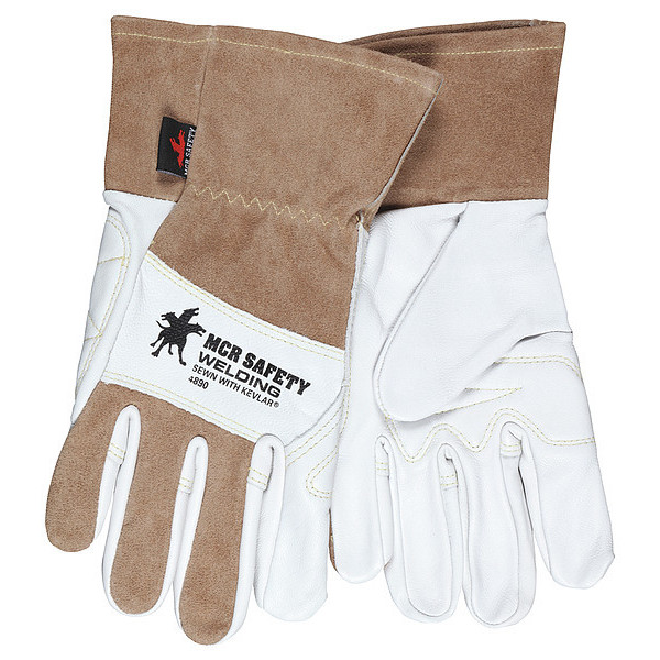 4890 Welding Leather Glove, Slip-on Cuff, Wing Thumb, Premium Goatskin, L, 1 PR thumbnail