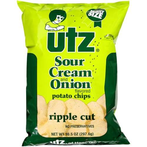 UTZ Sour Cream & Onion Potato Chips 9.5 Ounces (Pack of 10)