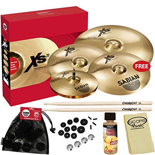 Sabian XS5005GB-Kit01 XS20 Promo Cymbal Package, Brilliant Finish with ChromaCast Accessories