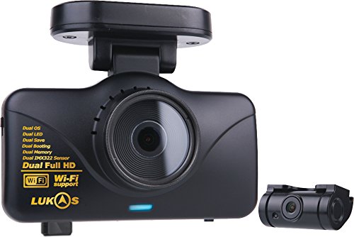 Lukas LK-7950 2-Channel 1080p Full HD Car Dashboard Camera Duo with Built-in WiFi, 24GB (16GB Front + 8GB Rear)