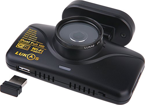 Lukas LK-7950 2-Channel 1080p Full HD Car Dashboard Camera Duo with Built-in WiFi, 24GB (16GB Front + 8GB Rear) thumbnail
