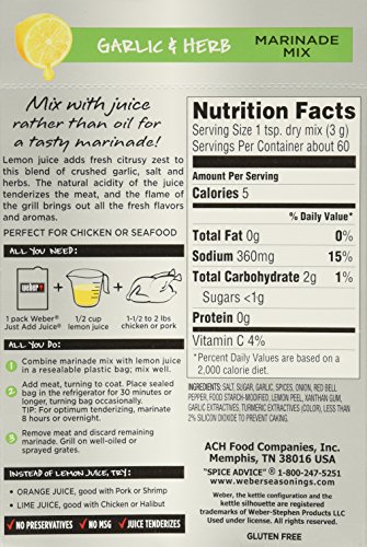 Weber Just Add Juice Garlic and Herb Marinade Mix 12 Packets (6 per Box)NET WT 6.72 OZ