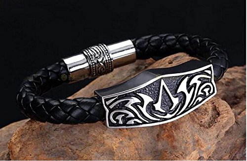 316l Stainless Steel Bangle Assassins Creed III 3 Leather Wristband Game Bracelet Promo Collectors Cosplay Jewelry Never Fade