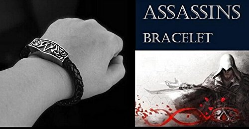 316l Stainless Steel Bangle Assassins Creed III 3 Leather Wristband Game Bracelet Promo Collectors Cosplay Jewelry Never Fade thumbnail