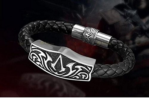 316l Stainless Steel Bangle Assassins Creed III 3 Leather Wristband Game Bracelet Promo Collectors Cosplay Jewelry Never Fade thumbnail