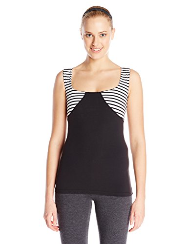 Glyder Women's Dream Weaver Tank, Black/Stripe, X-Small thumbnail