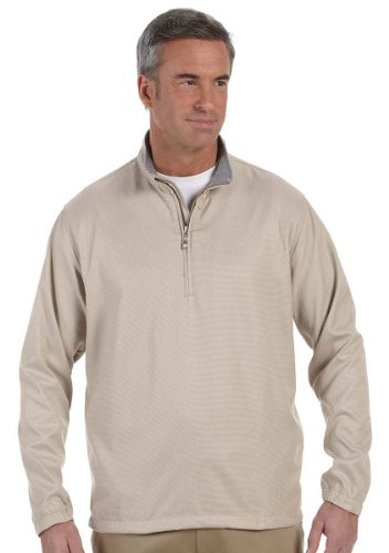 Ashworth Men's Houndstooth Half-Zip Jacket - KHAKI - S thumbnail