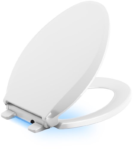 KOHLER K-4888-95 Cachet Nightlight Quiet-Close with Grip-Tight Bumpers Elongated Toilet Seat, Ice Grey