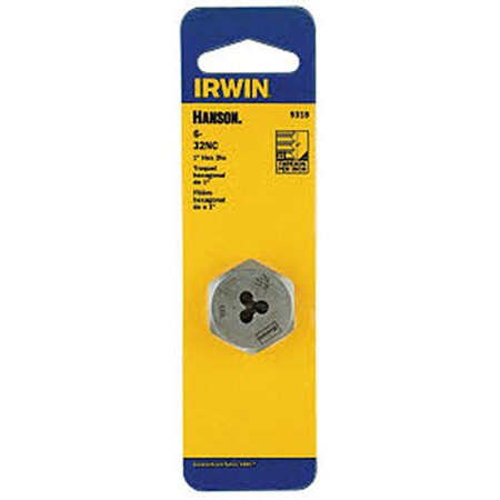 Irwin Tools 9318 Hanson Hexagon Machine Screw Die  6 - 32 NC  1