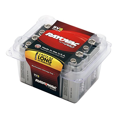 Rayovac Alkaline 9V Batteries, 8-Pack with Recloseable Lid (AL9V-8)