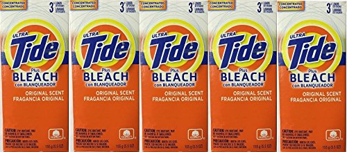 Ultra Tide Plus Bleach | Original Scent | Powder Detergent | 3 Loads | 5.5 Oz (five Packs)
