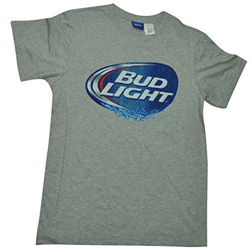 Bud Light Logo Grey Tshirt Tee Mens Adult Short Sleeve Alcohol Lager Beer Large