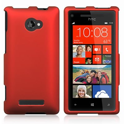 CoverON® Matte Snap-on RED RUBBERIZED Hard Case Cover for HTC 6990 / ONE / WINDOWS PHONE 8X ATT / TMOBILE with PRY- Triangle Case Removal Tool [WCM14