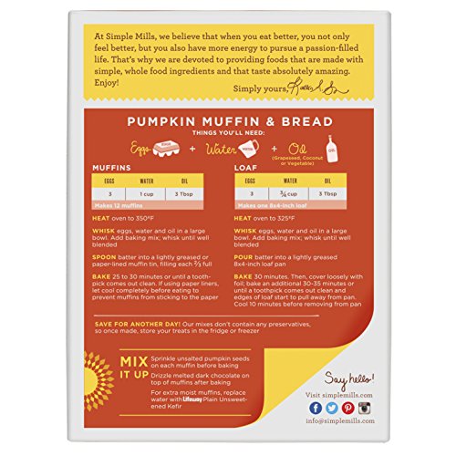 Simple Mills Almond Flour Baking Mix  Pumpkin Muffin & Bread Mix - Gluten Free  Plant Based  Paleo Friendly  9 Ounce (Pack of 3)