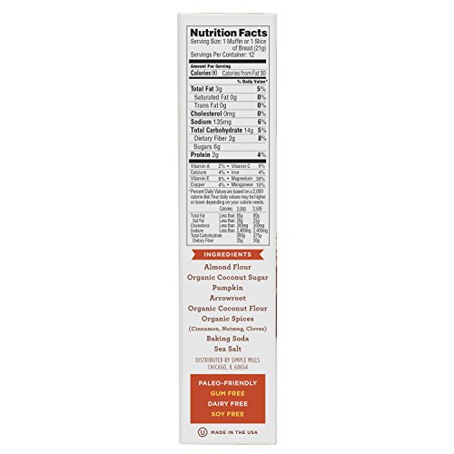 Simple Mills Almond Flour Baking Mix  Pumpkin Muffin & Bread Mix - Gluten Free  Plant Based  Paleo Friendly  9 Ounce (Pack of 3) thumbnail