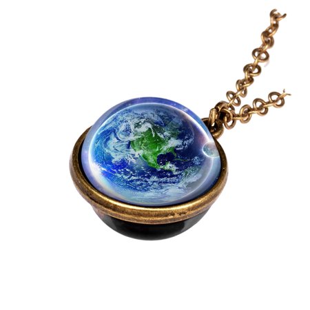Lj#1253 Necklace Luminous Double-Sided Dome Planetary Necklace Pendant Luminous Double-Sided Ball Universe Couple Chain Lumin