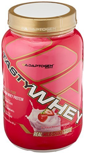Adaptogen Science Tasty Whey, Ultra Pure Protein with Real Milk Shake Taste & Added MCTs for Natural Fat Burning, Strawberry Cr?e, 2 Pound by Adap