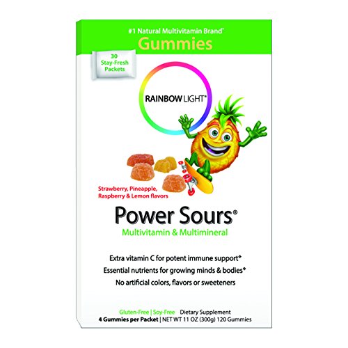Rainbow Light Gummy Power Sours Multivitamin & Multimineral, 30-Count Single Serve Packets