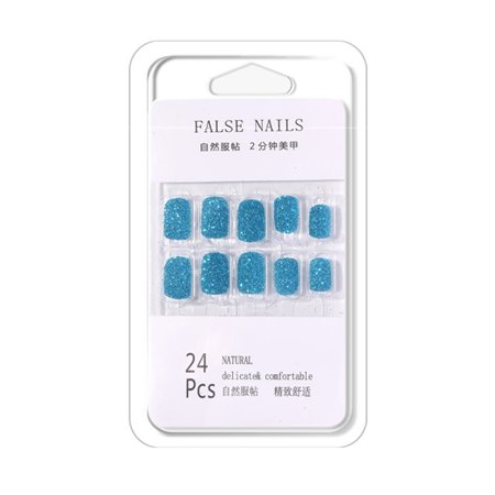 S#5104，Nail Art Patches Wearing Nails 24 Pieces Short Square Fake Nails with Jelly Glue Patchesp&5104 CZ2