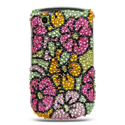 Blackberry 8520/8530 Full Diamond Crystal Bling Protector Case - Hawaii Flower