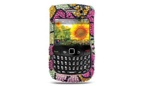 Blackberry 8520/8530 Full Diamond Crystal Bling Protector Case - Hawaii Flower thumbnail