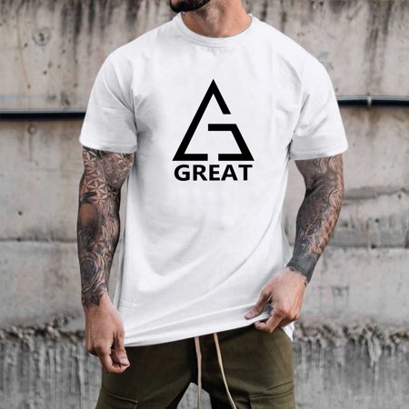Aayomet T Shirts for Men Male Summer Casual Triangle Graphic Print T Shirt Blouse Short Mens Tall Long Sleeve T Shirts White L