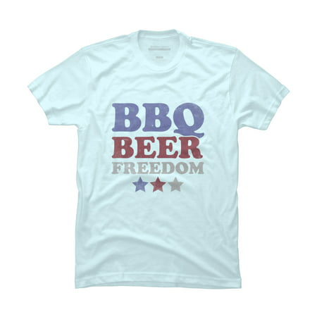 4Th of July Usa American Flag Bbq Beer Freedom Mens Light Blue Graphic Tee - Design by Humans XL