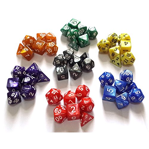 Smartdealspro 5 X 7-Die Series 5 Colors Marble Dungeons and Dragons DND RPG MTG Table Games Dice with Free Pouches thumbnail