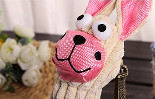 JasGood Corduroy Cute Animal Shap Squeaky Durable Exercise Training Interactive Teeth Clean Dog Puppy Toy Pet Plaything for Medium Small Dog JG168-Pin