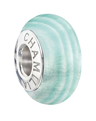 Authentic Chamilia Sterling Silver & Murano Charm Ribbon Candy - Frosty Teal 2110-1181