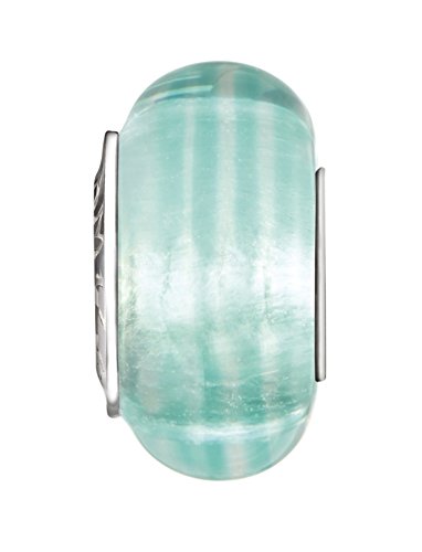 Authentic Chamilia Sterling Silver & Murano Charm Ribbon Candy - Frosty Teal 2110-1181 thumbnail