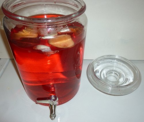 Murero Glass Cold Drink Beverage Dispenser Made in Italy 1.5 Gal with Stainless-Steel and Silicone Spigot. Gift - Iced Tea - Sangria - Fresh Juices