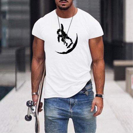 Aayomet Mens Graphic T-Shirts Mens Summer Fashion Casual Cotton T Shirt Short Sleeve Red Tops for Men Long Sleeve White L