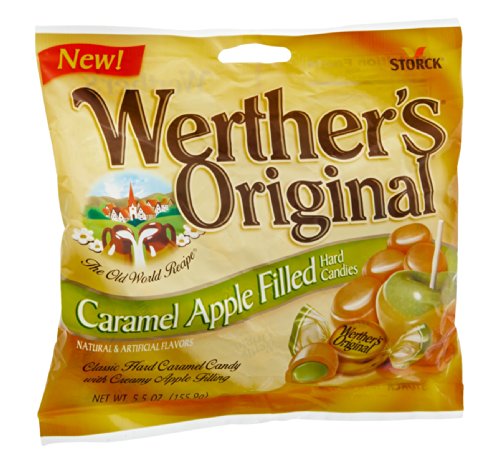 WERTHER'S ORIGINAL Caramel Apple Filled Hard Candies, 5.5 Ounce Bag (Pack of 6), Hard Candy, Bulk Candy, Individually Wrapped Candy Caramels, Caramel Candy Sweets, Bag of Candy, Hard Candy Bulk