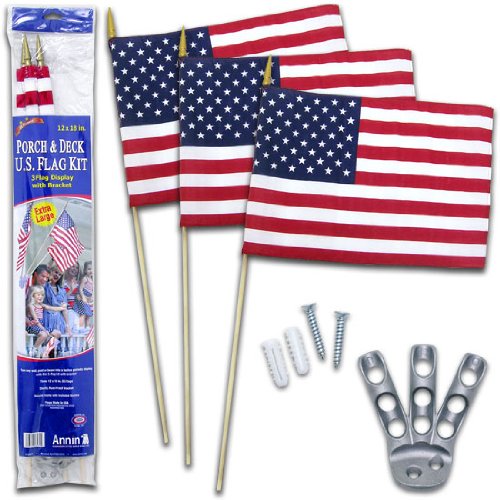 Annin Porch & Deck 12x18 Inch American Flags (Pack of 3) thumbnail