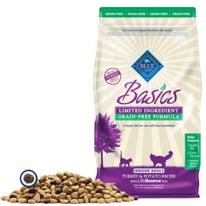 Blue Buffalo Blue Basics Grain Free Turkey and Potato Indoor Mature Recipe Dry Cat Food -11 Lb