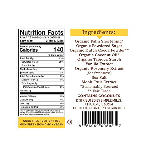 Simple Mills Organic Frosting, Chocolate - Gluten Free, Vegan, Made with Organic Coconut Oil, 10 Ounce (Pack of 3) thumbnail