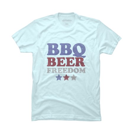 4Th of July Usa American Flag Bbq Beer Freedom Mens Light Blue Graphic Tee - Design by Humans 3XL