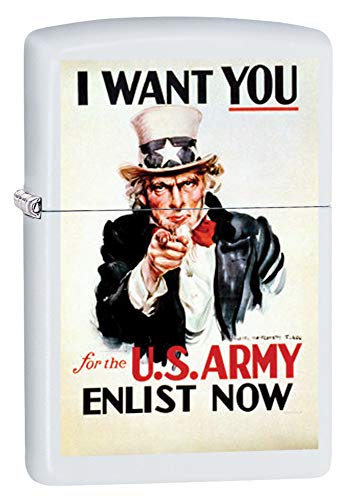 Zippo US Army Uncle Sam White Matte Pocket Lighter