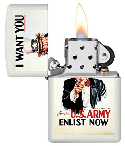 Zippo US Army Uncle Sam White Matte Pocket Lighter thumbnail