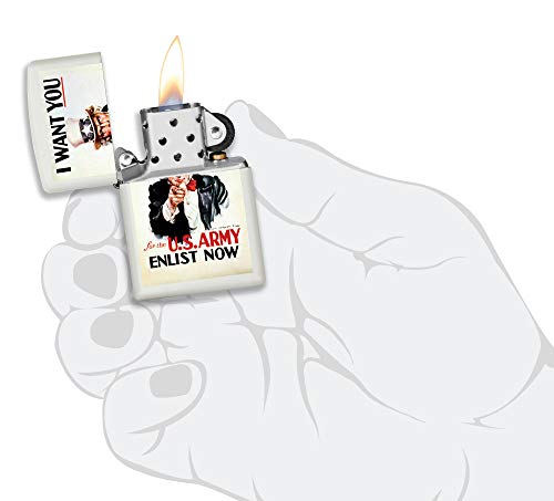 Zippo US Army Uncle Sam White Matte Pocket Lighter thumbnail