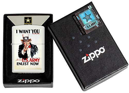 Zippo US Army Uncle Sam White Matte Pocket Lighter thumbnail