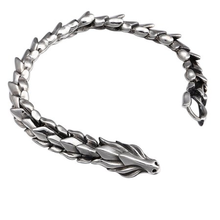 Lj#4964 Silver Plated Dragon Bracelet Link Dragon Bracelet Men S Buckle T8#4964 GZ0