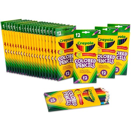 Crayola Bulk Colored Pencils  Pre-sharpened  Back to School Supplies  12 Assorted Colors  Pack of 24  CRAYOLA COLORED PENCILS: Includes 24 Packs of 12
