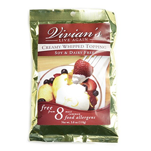 Vegan Whipped Cream Replacement, Dairy Free, Soy Free, Gluten Free, Coconut Free, Shelf Stable Mix by Vivian's Live Again - Single Packet