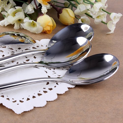 Korean Stainless Steel Rice Soup Iced Tea Spoon Coffee Spoon Cold Drink Spoon Fruit Juice Long Ice Scoop Long Handle Great Circle 8Pcs thumbnail