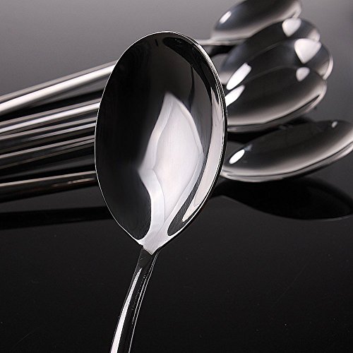 Korean Stainless Steel Rice Soup Iced Tea Spoon Coffee Spoon Cold Drink Spoon Fruit Juice Long Ice Scoop Long Handle Great Circle 8Pcs thumbnail