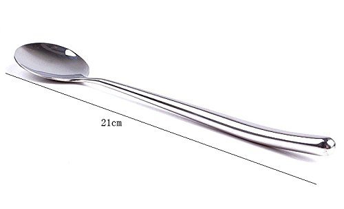 Korean Stainless Steel Rice Soup Iced Tea Spoon Coffee Spoon Cold Drink Spoon Fruit Juice Long Ice Scoop Long Handle Great Circle 8Pcs thumbnail