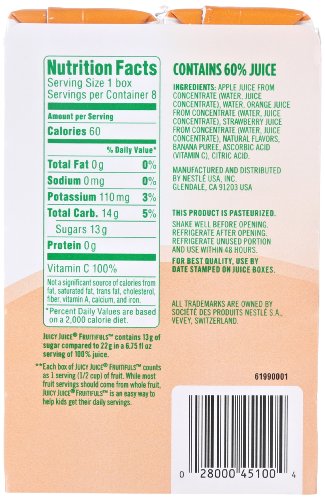 Juicy Juice Fruitifuls Orange Strawbana Blast (8 Pack, 6.75 Fl Oz Each)