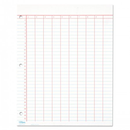 TOPS Data Pad with Numbered Column Headings  Data/Lab-Record Format  Wide/Legal Rule  10 Columns  8.5 X 11  White  50 Sheets (3619)